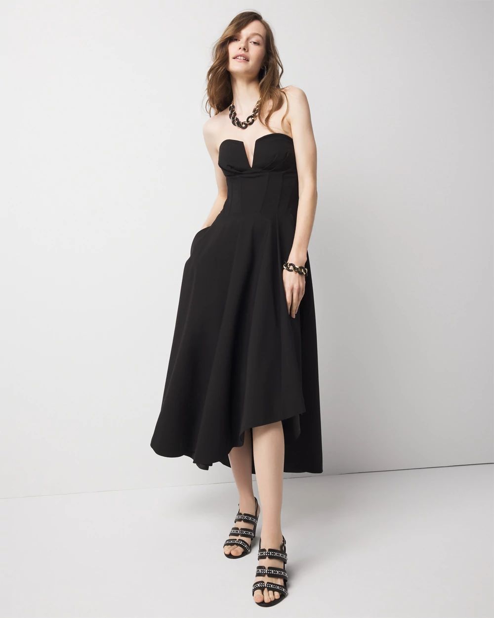 Strapless Corset Midi Dress | White House Black Market